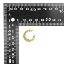 Load image into Gallery viewer, Hammered Gold Silver Gold Silver Huggie Earrings, Sku#A203