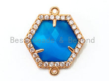 Load image into Gallery viewer, Hexagon Bezel Connector with Faceted Cat's Eye Stone, sku#A81