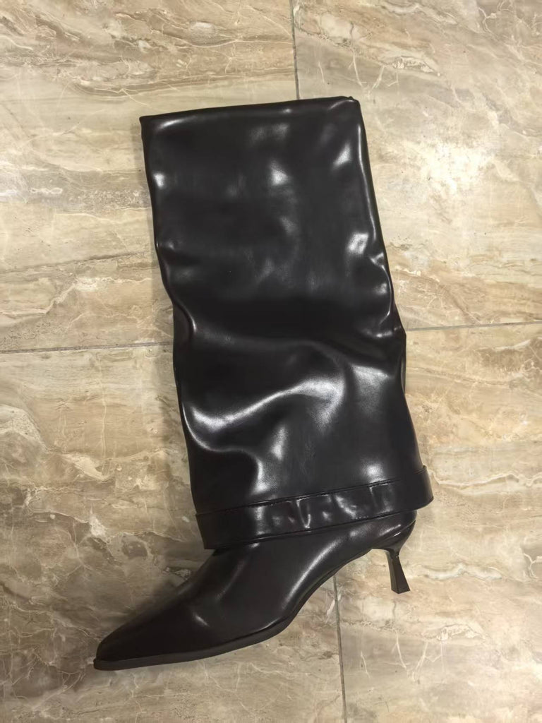 Women's Pointed-Toe High-Heel Boots – Slimming Tapered Leg | Matte Black, Glossy Black, Angora Red