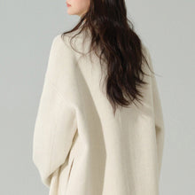Load image into Gallery viewer, Double Breasted White Wool Coat For Women Autumn And Winter Double-sided Medium To Long Style