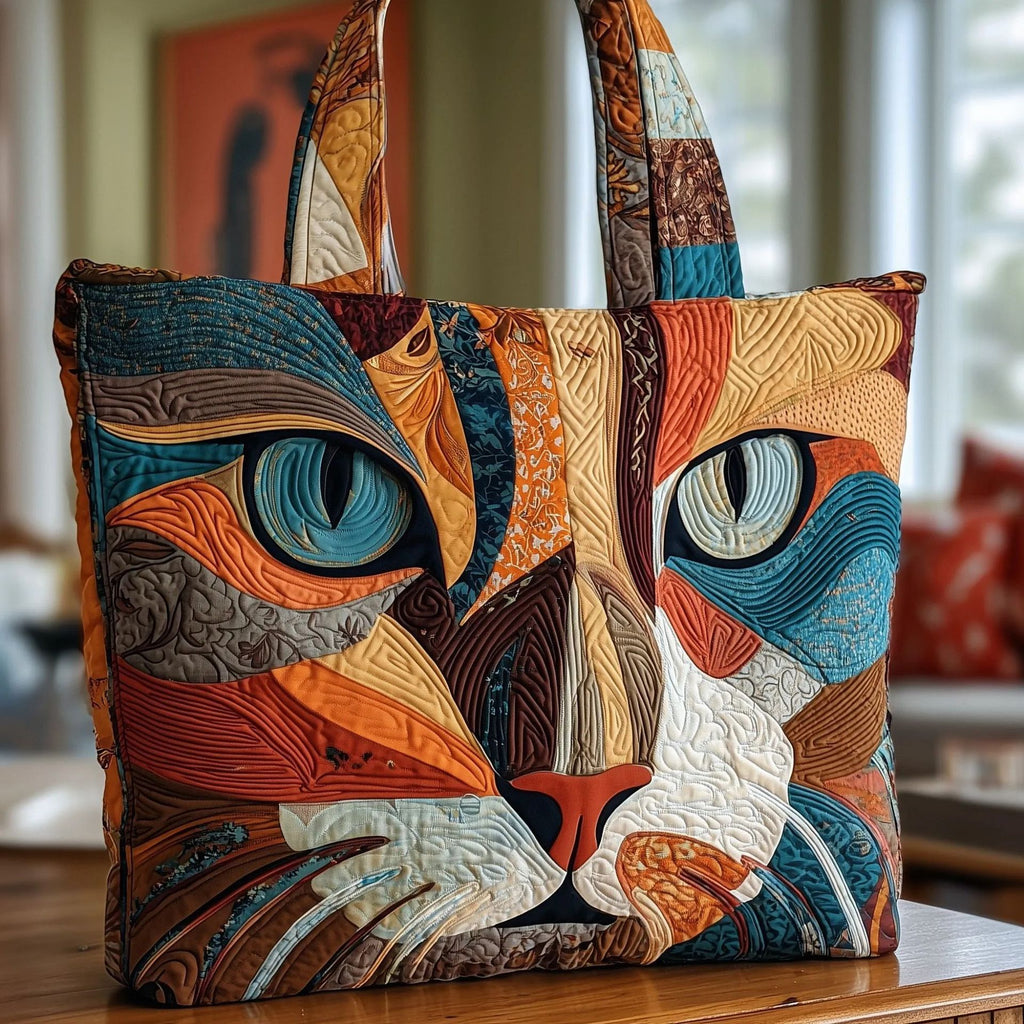 Quilted Digital Print Tote Bag - High Capacity Women's Shoulder Bag with Embroidery