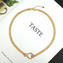 Load image into Gallery viewer, Gold Cuban Chain Heart Necklace, sku#CL18
