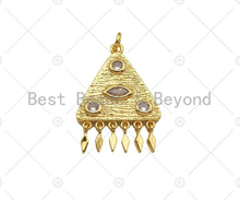 Load image into Gallery viewer, CZ Micro Pave Evil Eye with Dainty Tirangle On Triangle Shape Pendant, Big CZ 18K Gold Charm, Necklace Bracelet Charm, 30x21mm,Sku#L564