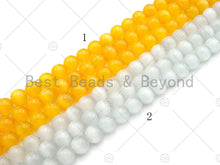 Load image into Gallery viewer, Cat's Eye Yellow/White Round Beads, 6mm/8mm/10mm/12mm Smooth