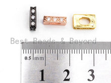 Load image into Gallery viewer, CZ Micro Pave Large Hole Rectangle Spacer Beads, Cubic Zirconia Big Hole Spacer Beads, Large Hole Spacer, 1pc/2pcs, sku#C55