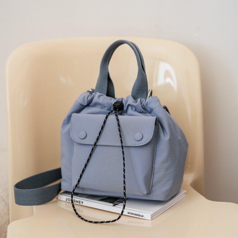 Women's Lightweight Oxford Cloth Shoulder Bag - Versatile Everyday Bucket Bag