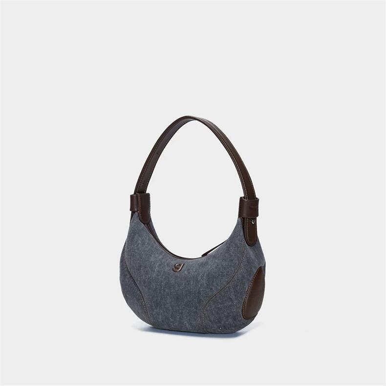 Women's Genuine Leather Crescent Crossbody Bag - Underarm Shoulder Bag with Multiple Compartments