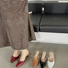 Load image into Gallery viewer, Women's Low-Heel Bow Slippers - Elegant Square Toe Roman Style Shoes