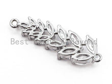 Load image into Gallery viewer, CZ Micro Pave Long Floral Shaped Connector for Bracelet/Necklace, Micro paved Wedding jewelry Findings, Bridal Jewelry  11x33mm,sku#A65