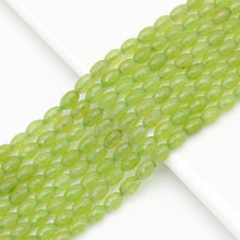 Load image into Gallery viewer, Olive Green Jade Rice Shape Faceted Beads, Sku#U1734