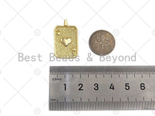 Load image into Gallery viewer, 18K Dainty Gold Ace of Spade Pendant, Peach Heart Charm, sku#LK228