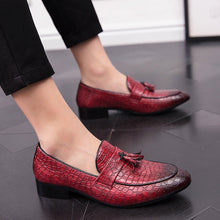 Load image into Gallery viewer, Men's Pointed-Toe Tassel Dress Shoes | Lace-Up Synthetic Leather Oxfords