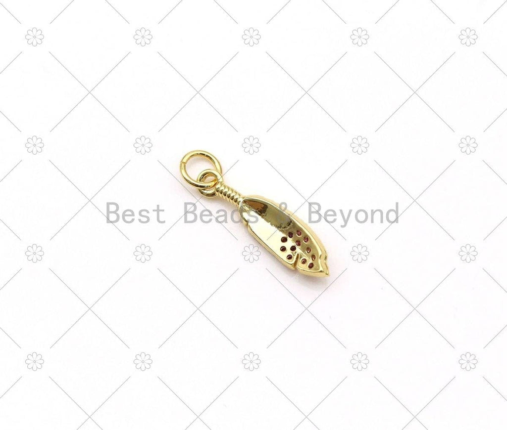 Fuchsia CZ Micro Pave Leaf Shape Pendant, 18K Gold Filled Leaf Charm, Necklace Bracelet Charm Pendant, Sku#LK499