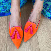 Load image into Gallery viewer, Women's Pointed Toe Tassel Flat Shoes | Low Heel Suede Casual Slip-On | Multi-Color