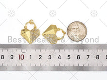 Load image into Gallery viewer, 18K Gold Filled CZ Micro Pave Diamond Heart Lock Shape Pendant/Charm, Heart CZ Pendant, Gold Tone, 21x24mm,Sku#L615