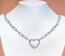 Load image into Gallery viewer, Paperclip Chain Heart Lock Necklace, sku#CL10