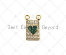 Load image into Gallery viewer, Colorful CZ Micro Pave Heart On Rectangle Shape Pendant, 18K Gold Medallion Charm, Necklace Bracelet Charm Pendant,12x21mm,Sku#LK311