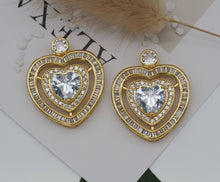 Load image into Gallery viewer, Big Crystal Double Dual Heart Charm, Baguette cz heart, Sku#LK609