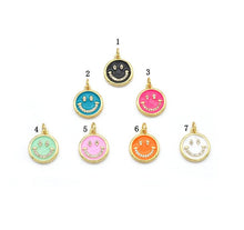 Load image into Gallery viewer, CZ Pave Enamel Smiley Face Charm, Sku#F1519C