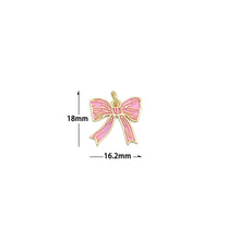 Load image into Gallery viewer, Pink Enamel Bow Charm Pendant,Sku#LK1209