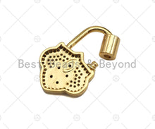 Load image into Gallery viewer, 18K Gold Micro Pave Shield Lock Shape Clasp, Gold Shield Lock, Shield Shape Clasp,Pave Lock,18x28mm,sku#K146