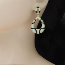 Load image into Gallery viewer, CZ Gold Silver Animal Print Teardrop Oval Earrings, Sku#A138