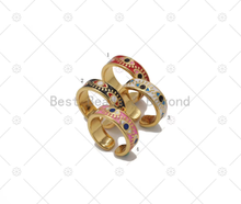 Load image into Gallery viewer, Colorful Enamel Evil Eye Adjustable Ring, 18K Gold Filled Ev