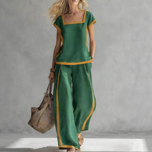 Load image into Gallery viewer, Square-Neck Three-Quarter Sleeve Loose Top &amp; Pants Two-Piece Set