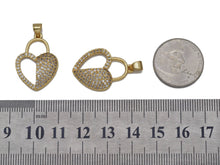 Load image into Gallery viewer, Half CZ and Half Hollow Out Heart Charm, Sku#LK633