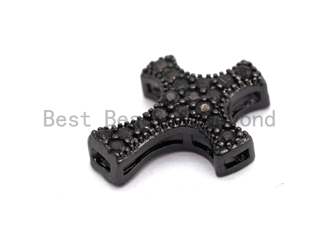 Black CZ Pave On Black Micro Pave Cross Spacer, sku#C100