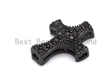 Load image into Gallery viewer, Black CZ Pave On Black Micro Pave Cross Spacer, sku#C100