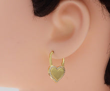 Load image into Gallery viewer, CZ Heart Huggie Earrings, Sku#B178