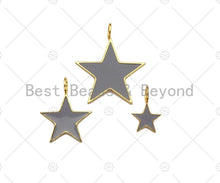 Load image into Gallery viewer, Gray Enamel Five Point Star Pendant with Gold Finish, Grey Enamel Star, Colorful Enamel Star, 14x22/24x31/33x40mm, Sku#FH172
