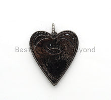 Load image into Gallery viewer, Large Enamel Colorful Heart Shape With Evil Eye Moon Heart Pendant,CZ Micro Pave Oil Drop pendant, Heart Enamel pendant,37x42mm,sku#F579