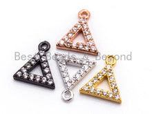 Load image into Gallery viewer, CZ Micro Pave Small Triangle Pendant/Charm, Cubic Zirconia Charm, Fashion Jewelry Findings, Gold/Silver/Rose Gold/Black Color 8x9mm, sku#B75