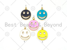 Load image into Gallery viewer, Gold Filled Enamel Colorful Smiley Face Shape Pendant, Enamel Smiley face Charm,Enamel Jewelry Findings,20x23mm,Sku#L612