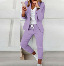 Load image into Gallery viewer, Lapel Blazer &amp; Drawstring Trousers OL Suit – 12 Colors XS–3XL