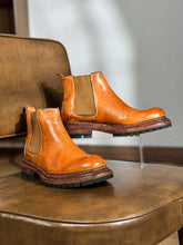Load image into Gallery viewer, Men's Vintage Carved Leather Boots | Thick Sole Height-Increasing Dr. Martens Style