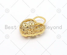 Load image into Gallery viewer, Colorful CZ Micro Pave Filigree Heart Shape Pendant,18K Gold Filled Heart Charm, Necklace Bracelet Charm Pendant, 40x30mm,Sku#LK407