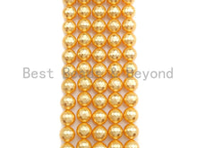 Load image into Gallery viewer, Quality Gold Mother of Pearl beads, 8mm/10mm/12mm Pearl Faceted Round beads, Golden Loose Faceted Pearl Shell Beads, 15.5inch strand, T153