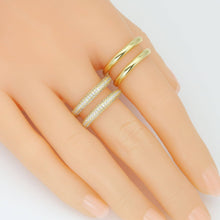 Load image into Gallery viewer, Plain Gold Clear CZ Doule Line Ring set , Sku#LD609
