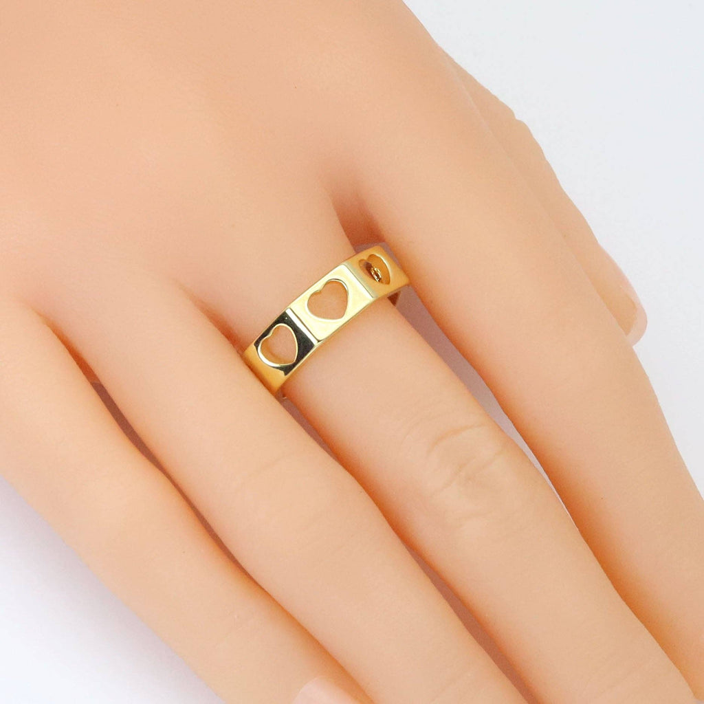 Gold Hollow Out Heart Polygon Adjustable Ring, Sku#LX620