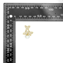 Load image into Gallery viewer, Clear CZ White Pearl Butterfly Stud Earrings, Sku#L725