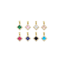 Load image into Gallery viewer, Gold Diamond Shape Colorful Crystal Stone Charm, Sku#LX463