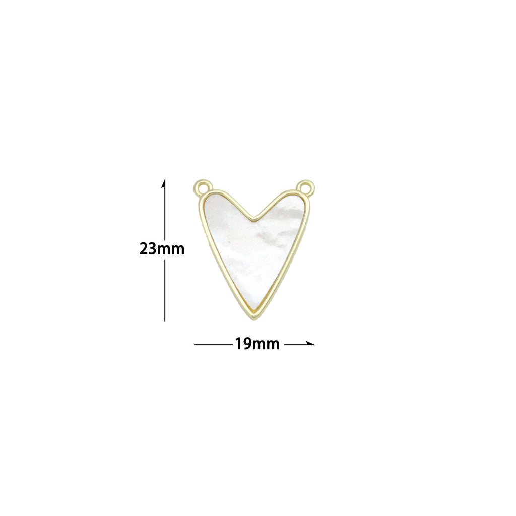 White Mother of Pearl Gold Heart Connector Charm Pendant,Sku#LK1216