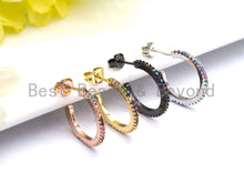 Load image into Gallery viewer, Rainbow CZ Higgie Hoop Earrings, Sku#J47