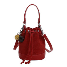 Load image into Gallery viewer, Women's Drawstring Bucket Bag | PU Leather Shoulder Bag with Adjustable Strap