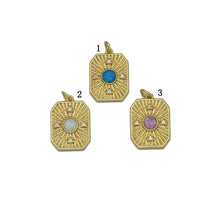Load image into Gallery viewer, Gold Colorful Opal on Rectangle Charm, Sku#F1506