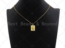 Load image into Gallery viewer, Shiny Gold Medallion Dragon Dog Tag Pendant, Dragon Rectangl