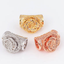 Load image into Gallery viewer, CZ Micro Pave Rose Flower Tube Spacer beads,sku#N55